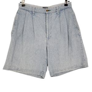 Vintage Tommy Hilfiger Denim Mom Shorts Pleated High Rise Light Wash
